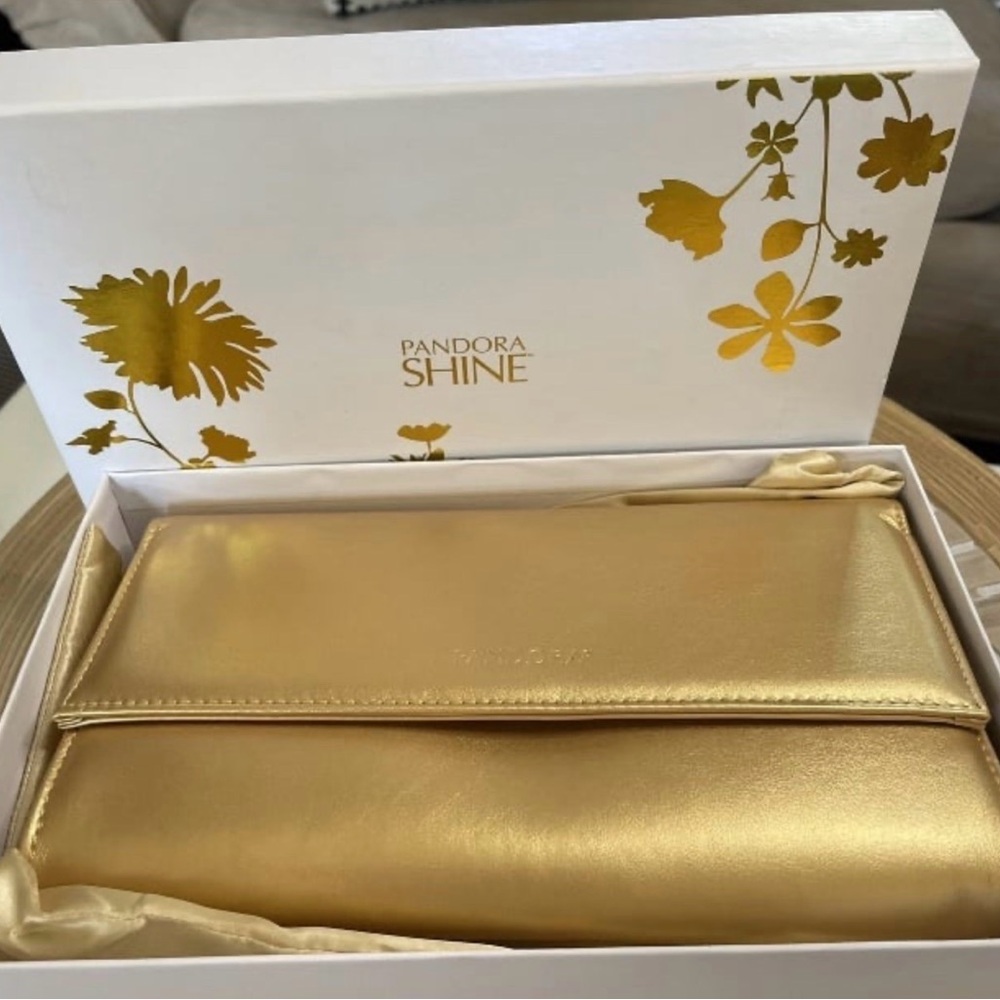 Pandora Gold Metallic Clutch Wristlet